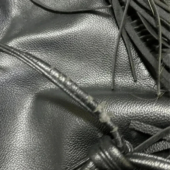 🌟 Victoria's Secret Black Fringe Drawstring Backpack Women's Fashion Accessory 🌟 - Picture 2 of 9